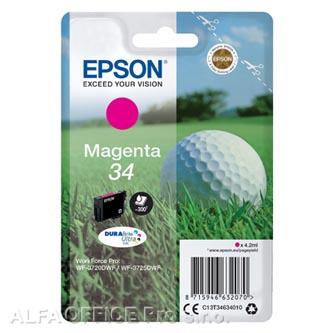 Epson originální ink C13T34634010, T346340, magenta, 4.2ml, Epson WF-3720DWF, 3725DWF