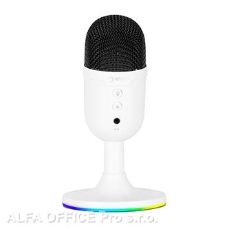 Marvo, herní/streamovací mikrofon, MIC-06, bílá, RGB podsvícení, vstup pro sluch