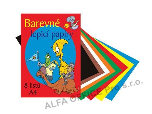 Barevné papíry A4 lepicí 8 listů