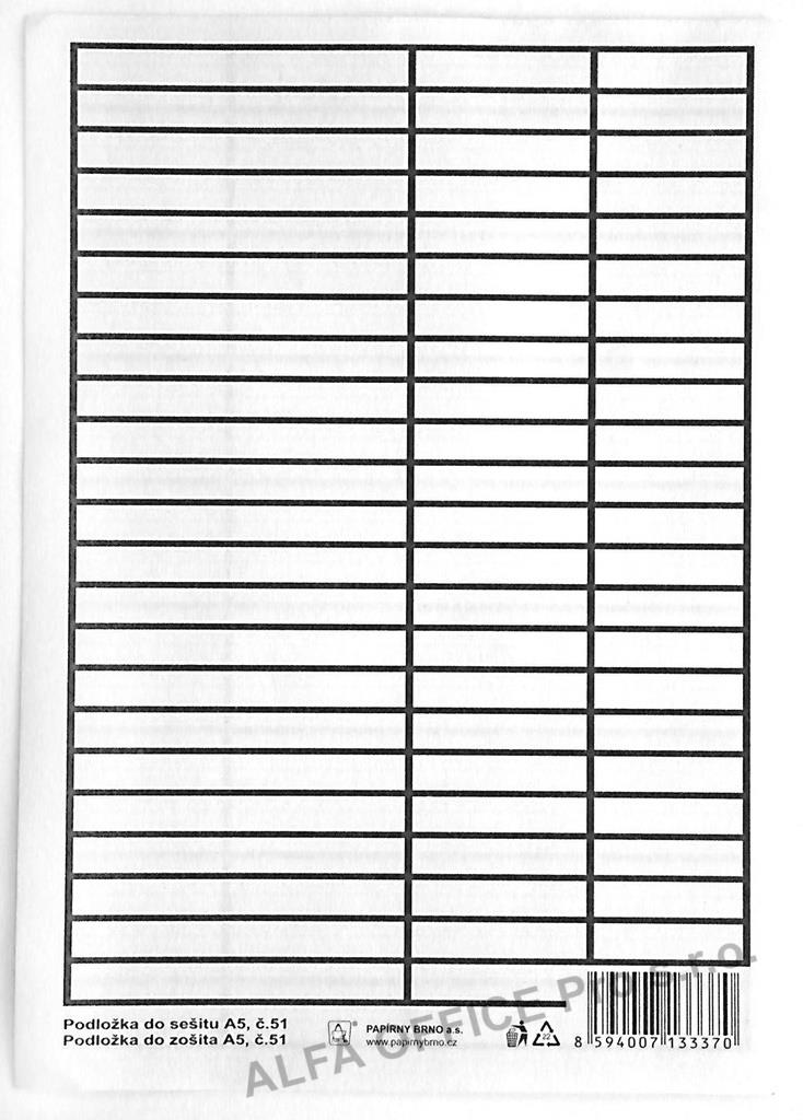 Podložka do sešitů A5 PVC - linka / linka