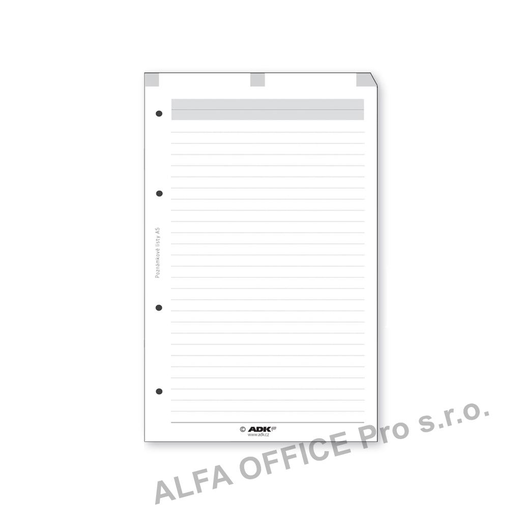 Náhradní vložky do diářů ADK - A5/ poznámkové listy / 50 listů