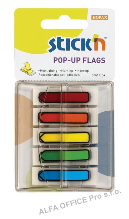 Samolepicí záložky Stick´n by Hopax Z - 12 x 45 mm / 5 x 30 lístků / neonové šipky