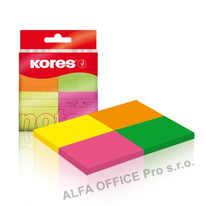Samolepicí bločky Kores Multicolor - 40 mm x 50 mm / 4 ks