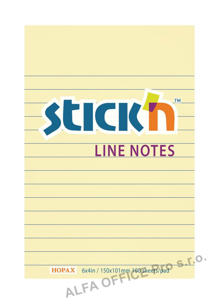 Samolepicí bločkyStick´n by Hopax - 101 mm x 150 mm / linka / 100 lístků