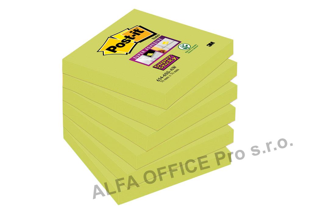 Samolepicí bločky Post-it silně lepící - 76 mm x 76 mm / 90 lístků / neon zelená