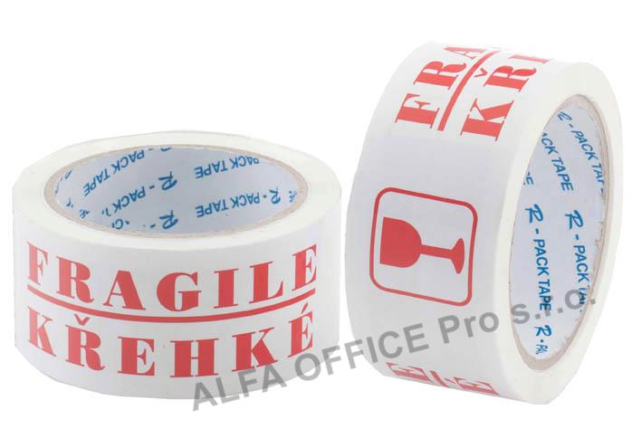 Lepicí páska s textem - 50 mm x 66 m / křehké
