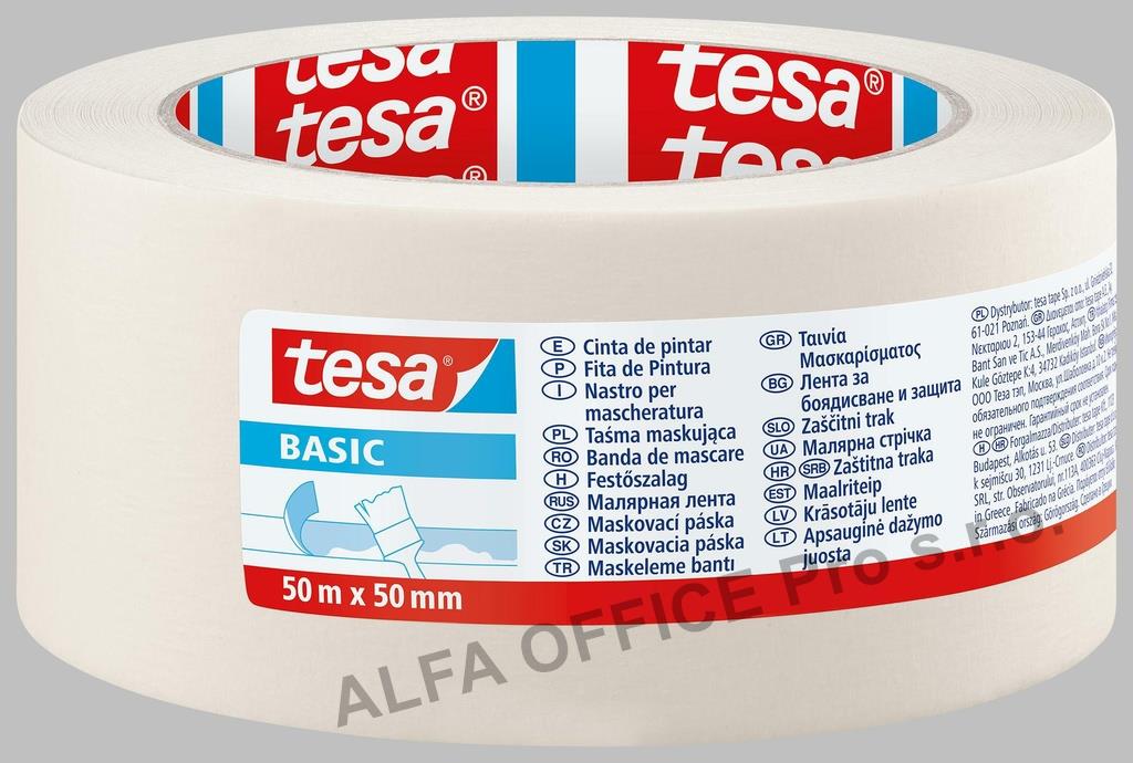 Lepicí páska krepová Tesa bílá - 50 mm x 50 m