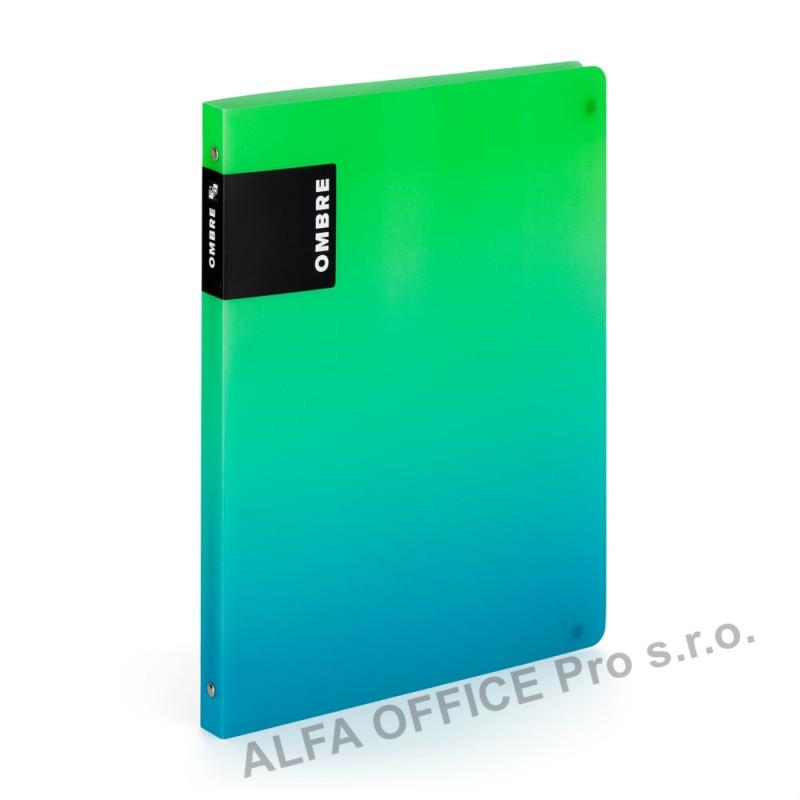 Desky A4 kroužkové OMBRE - 4 kroužek / zelená
