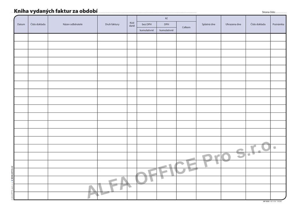 Optys 1010 kniha faktur vydaných 32 listů A4