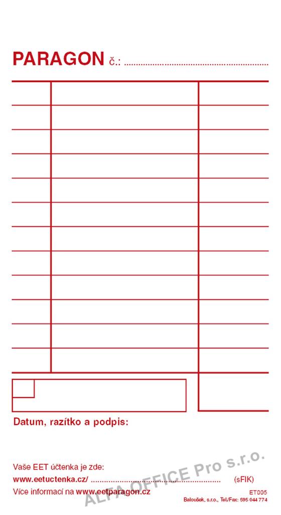 Paragon blok Baloušek 80 x 150 mm / nečíslovaný / 50 listů / ET005