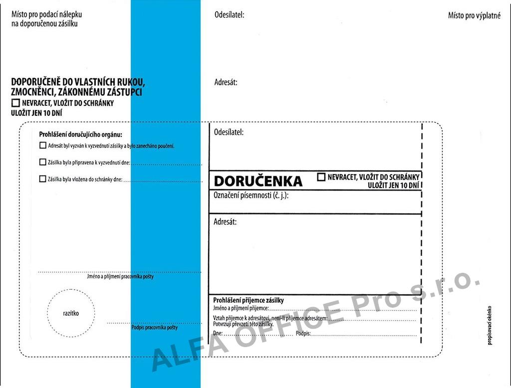 Obálky C5 s doručenkou, vytrhovací okénko - s modrým pruhem / 1000 ks