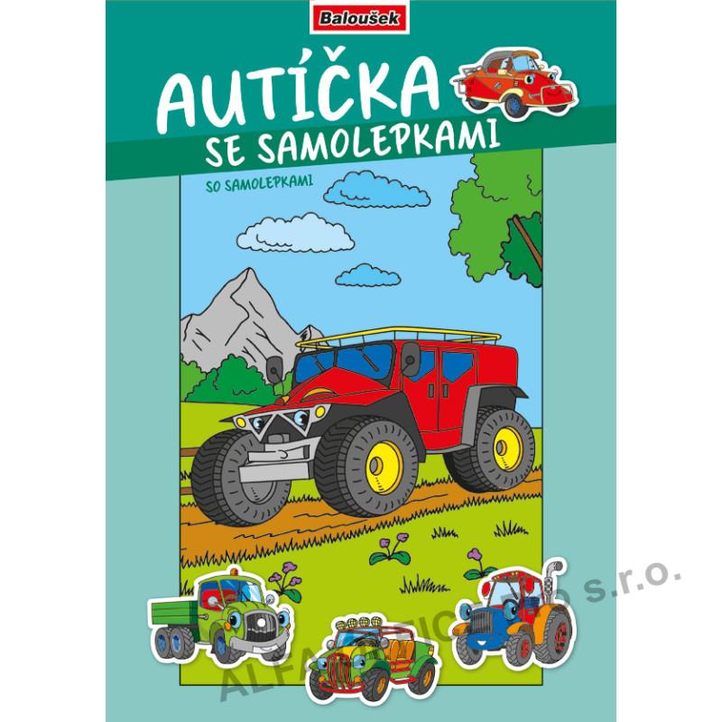 Omalovánka A4 se samolepkami - Autíčka