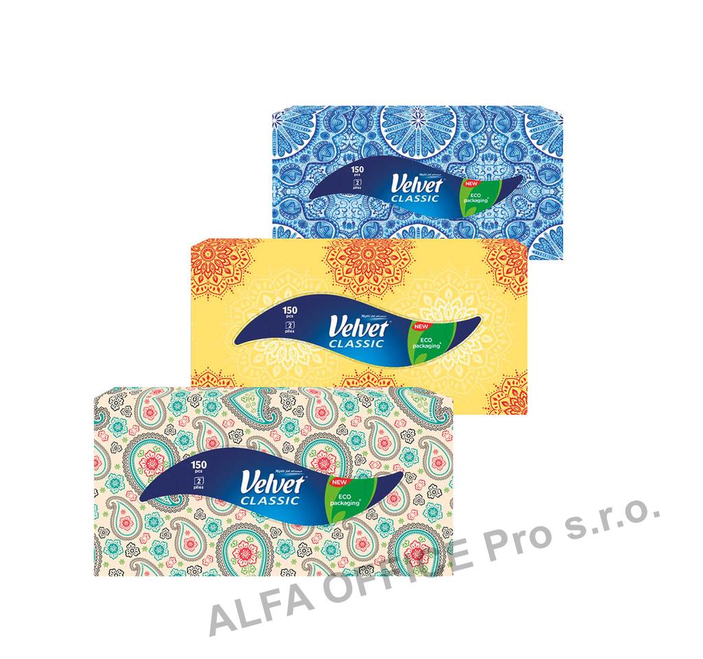 Kapesníčky papírové Velvet Classic - dvouvrstvé / 150 ks