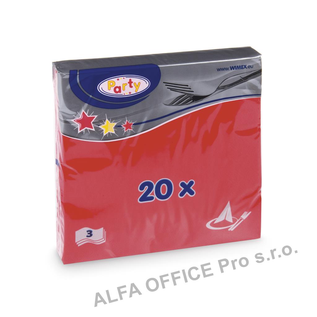 Wimex papírové ubrousky červené 3-vrstvé 33 cm x 33 cm 20 ks