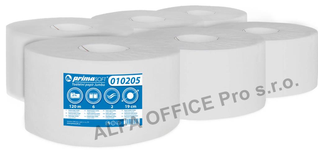 Papír toaletní PrimaSoft Jumbo bílý - průměr 190 mm
