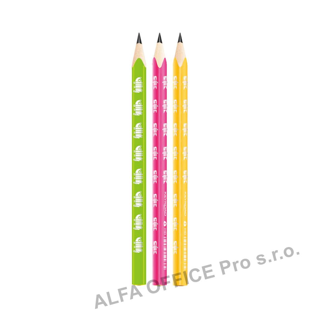 Tužka KEYROAD trojhranná JUMBO NEON - HB / barevný mix