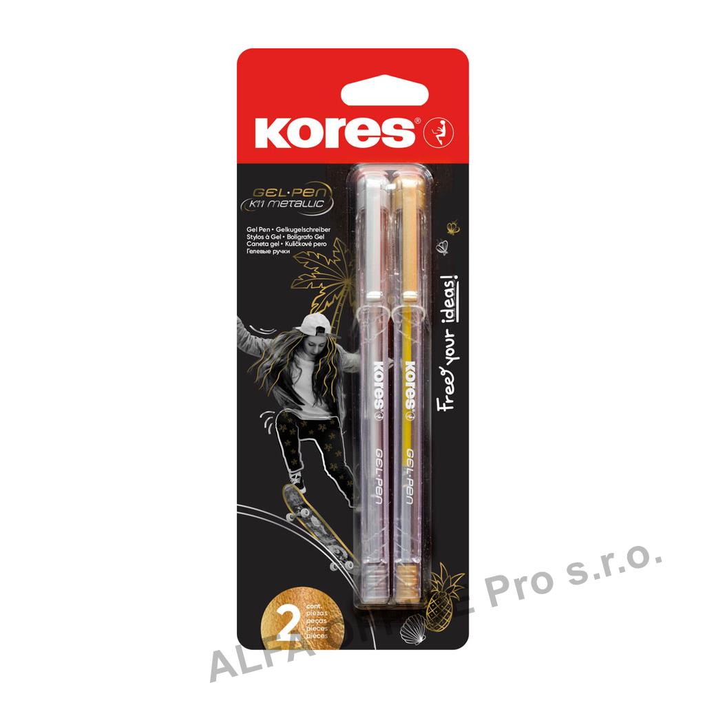 Kuličkové pero Kores K11 METALIC - sada 2 ks