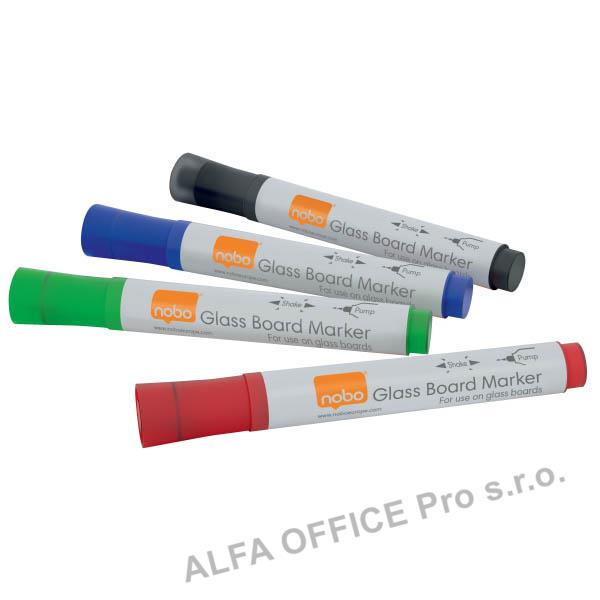 Popisovač NOBO na skleněné tabule - 4 ks / mix barev