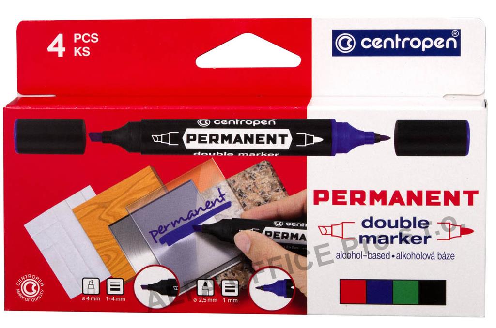 Značkovač Centropen DOUBLE 1666 permanent / sada 4 ks