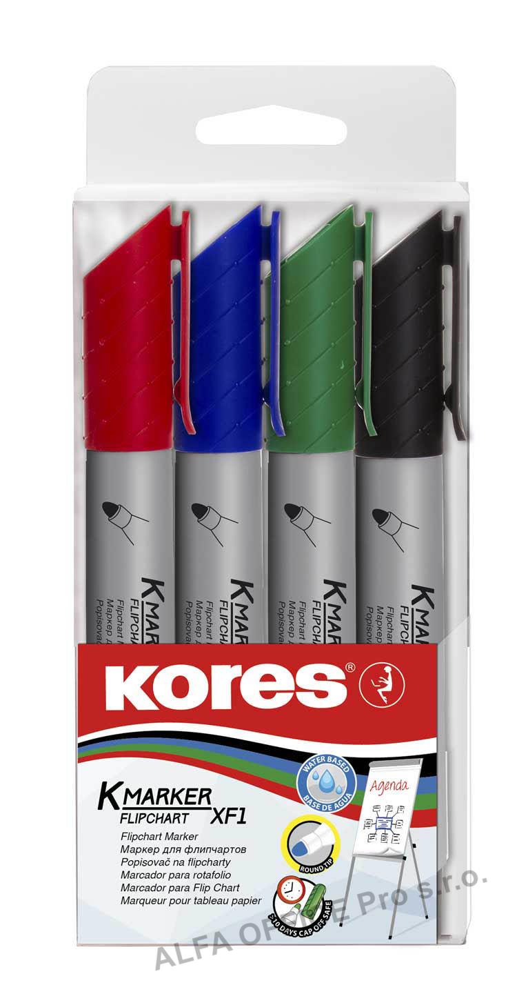 Popisovač Kores K-Marker Flipchart - sada 4 ks / kulatý hrot