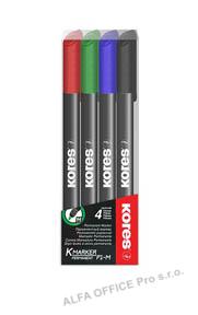 Popisovač Kores K-Marker Permanent - sada 4 ks / kulatý tenký hrot