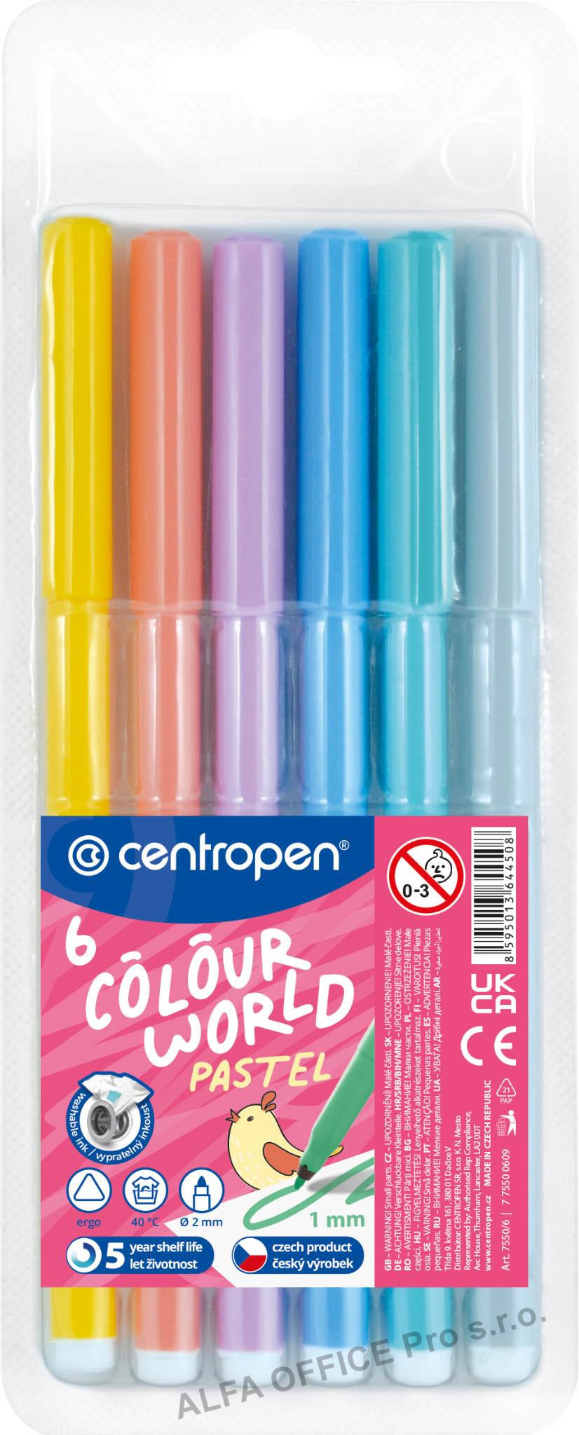 Popisovače Centropen PASTEL 7550/6 - sada 6 ks 