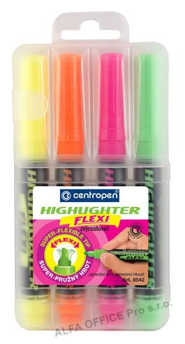 Zvýrazňovač Centropen Flexi 8542 / sada 4 ks