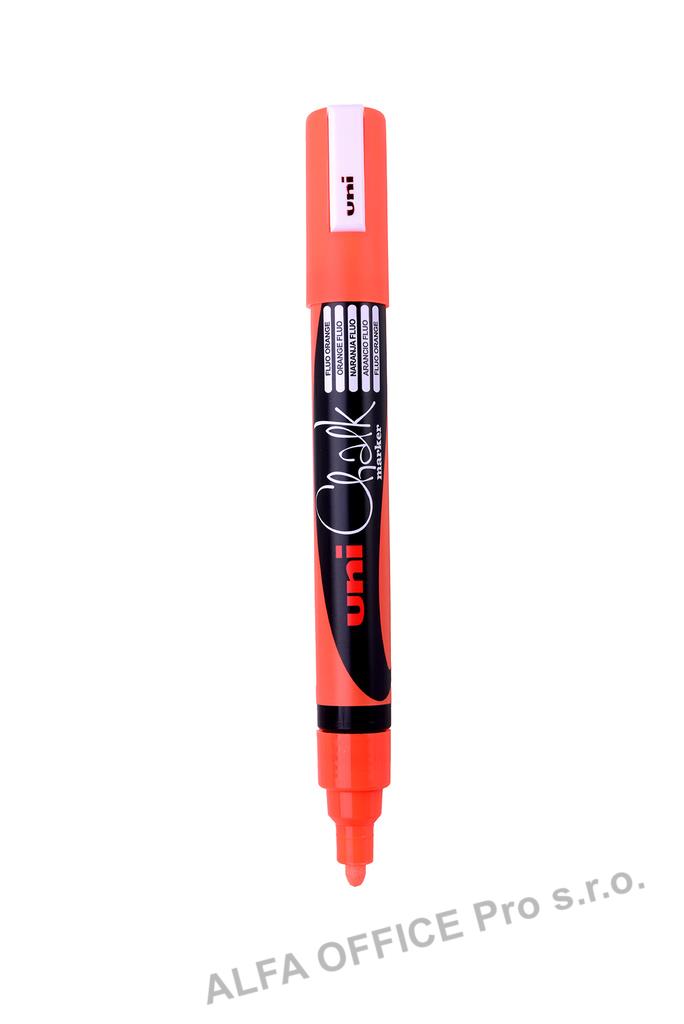 Popisovač křídový UNI Chalk Marker PWE-5M / fluo oranžová