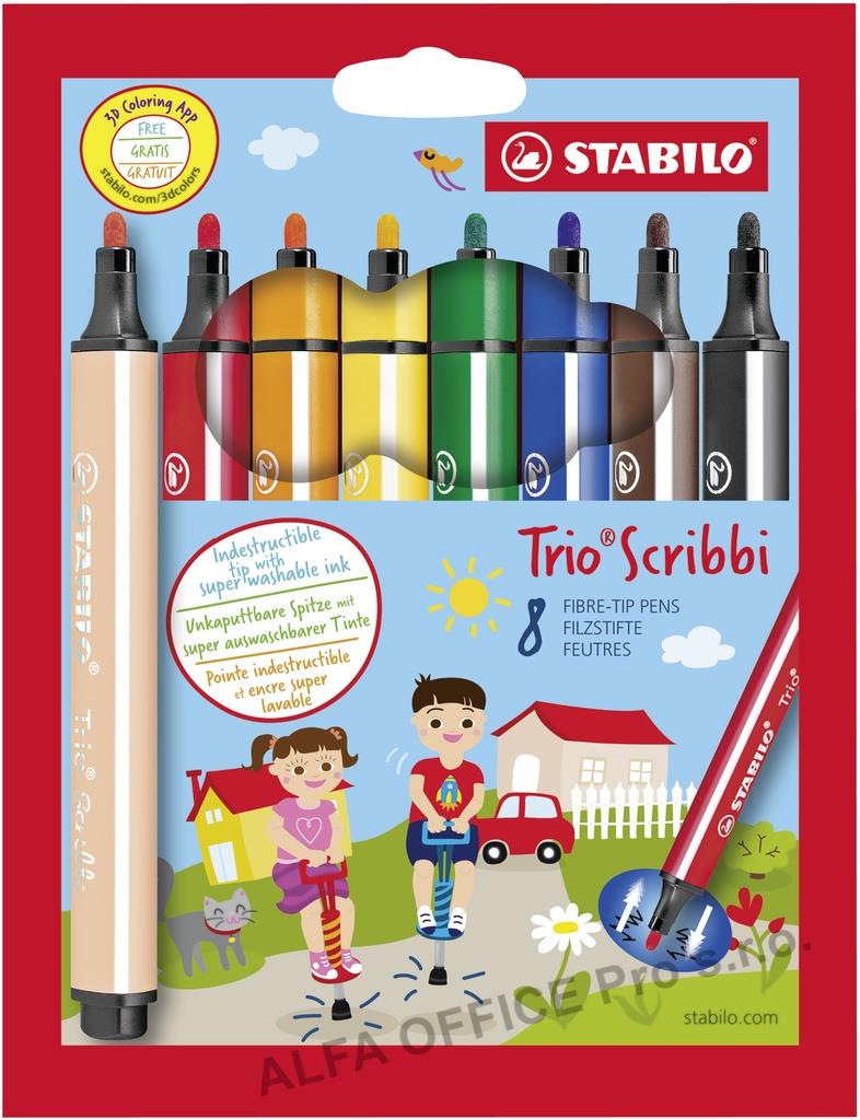Popisovače Stabilo Trio Scribbi - 8 ks