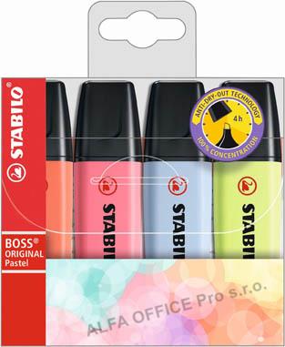 Zvýrazňovač STABILO® BOSS ORIGINAL PASTEL / sada 4 ks NEW