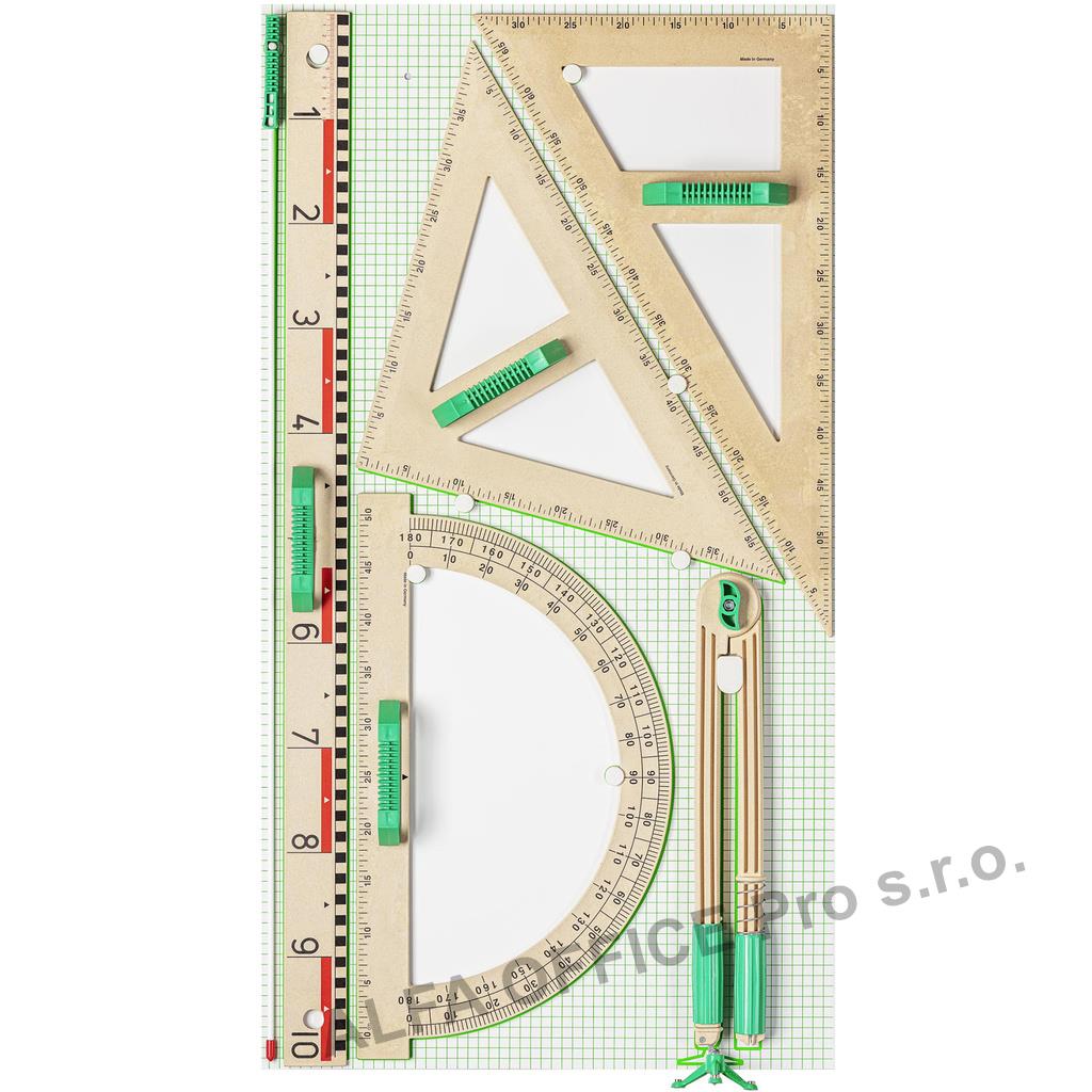 Magnetické rýsovací potřeby na školní tabuli WISSNER  - sada 6 ks / dřevo