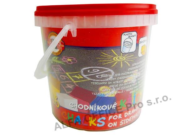 Křídy na chodník - 16 ks / kyblík