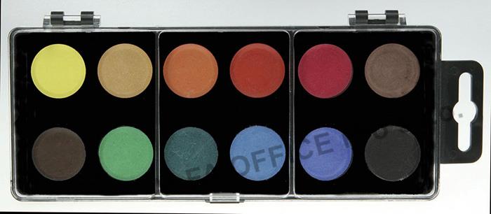 Vodové barvy - 12 barev / průměr 22,5 mm