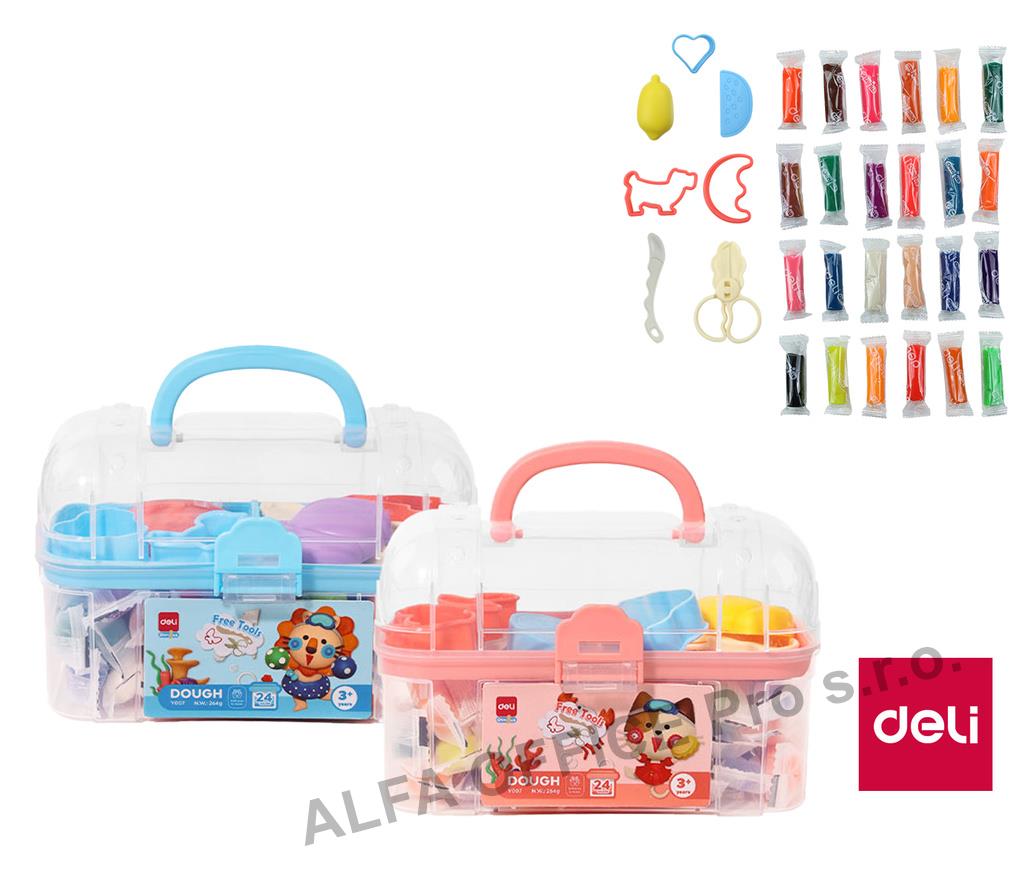Modelovací hmota DELI měkká s vůní - 24 barev / kufřík mix