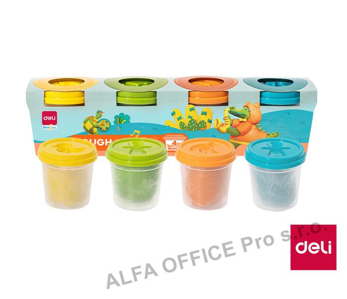 Modelovací hmota DELI měkká - 4 barvy / kelímek