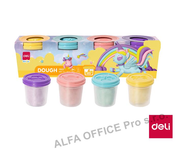 Modelovací hmota DELI měkká - 4 pastelové barvy / kelímek