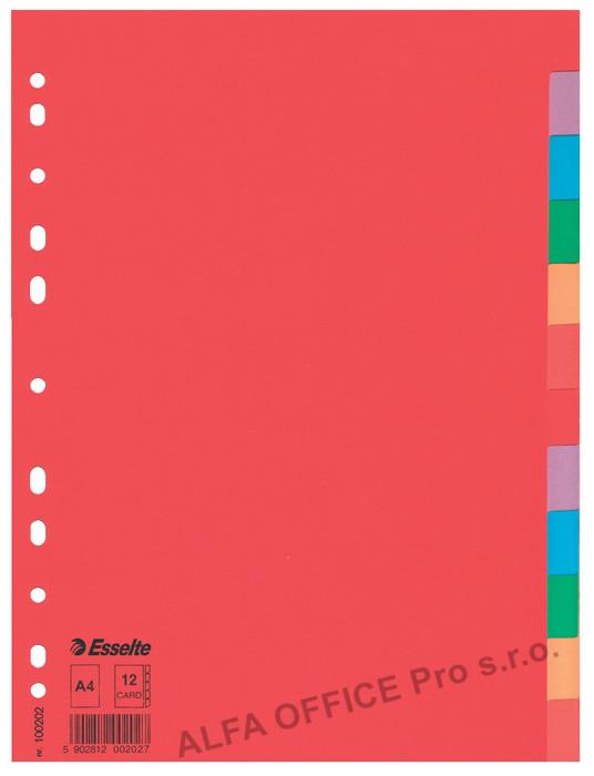 Rozdružovač A4 kartonový Esselte - barevný / 12 listů