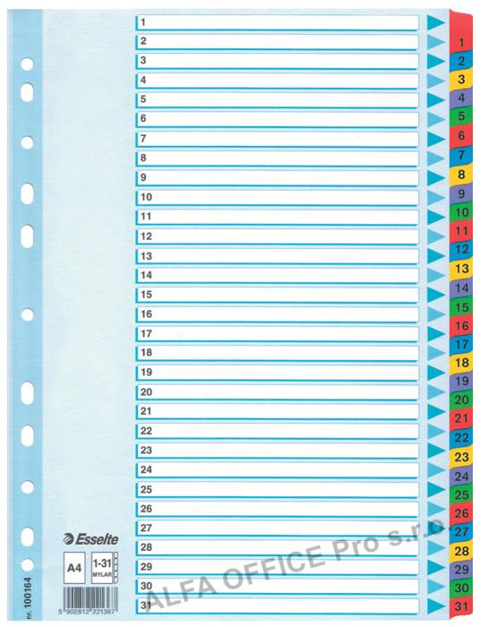 Rozdružovač A4 kartonový Esselte Mylar - barevný  / 1 - 31