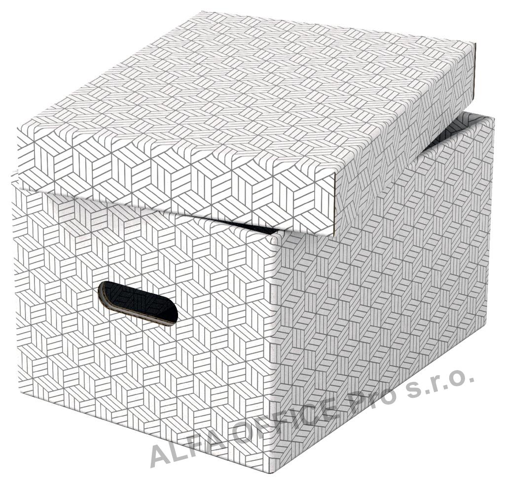 Krabice úložná Esselte - M / bílá / 360 x 265 x 205 mm / s otvory / 3 ks