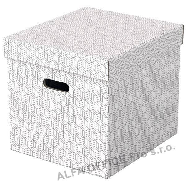 Krabice úložná Esselte - kostka / bílá / 365 x 320 x 315 mm / s otvory / 3 ks