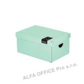 Krabice úložná lamino PASTELINi - zelená / 35,5 x 24 x 16 cm
