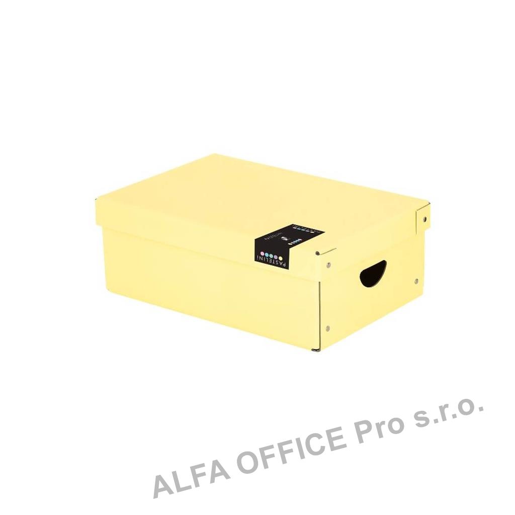 Krabice úložná lamino PASTELINi - žlutá / 35,5 x 24 x 9 cm