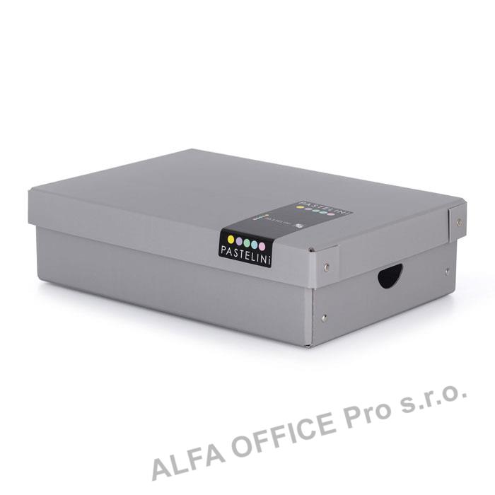 Krabice úložná lamino PASTELINi - šedá / 35,5 x 24 x 9 cm