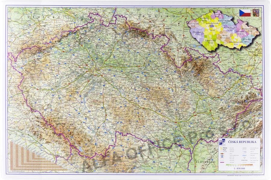 Pracovní podložky dekorované - jednostranná / mapa Česká republika