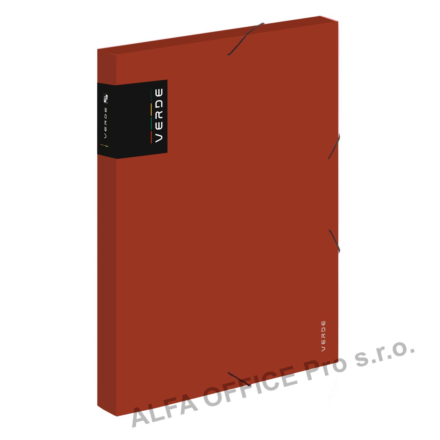 Box na spisy A4 VERDE s gumou - cihlová