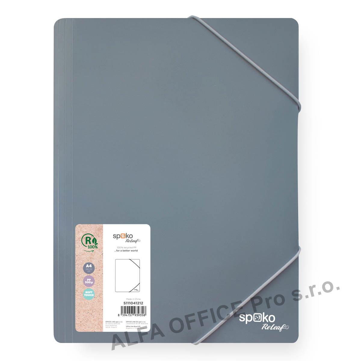 Spisové desky A4 Spoko ReLeaf Soft touch - šedomodrá