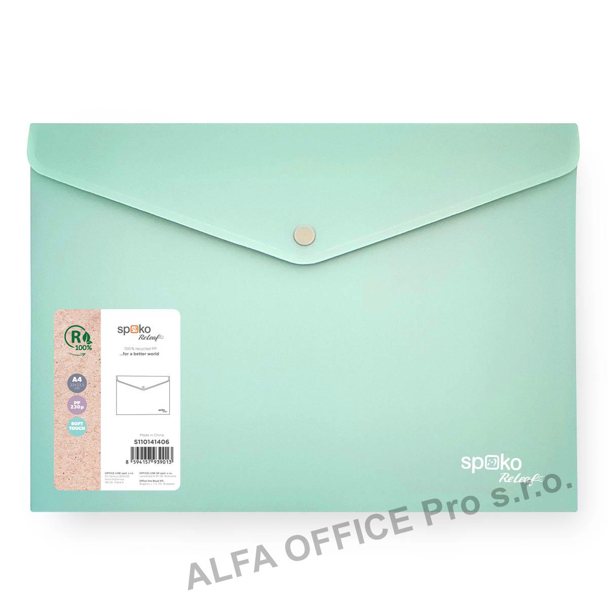 Spisové desky s drukem Spoko ReLeaf Soft touch - A4 / mentolová