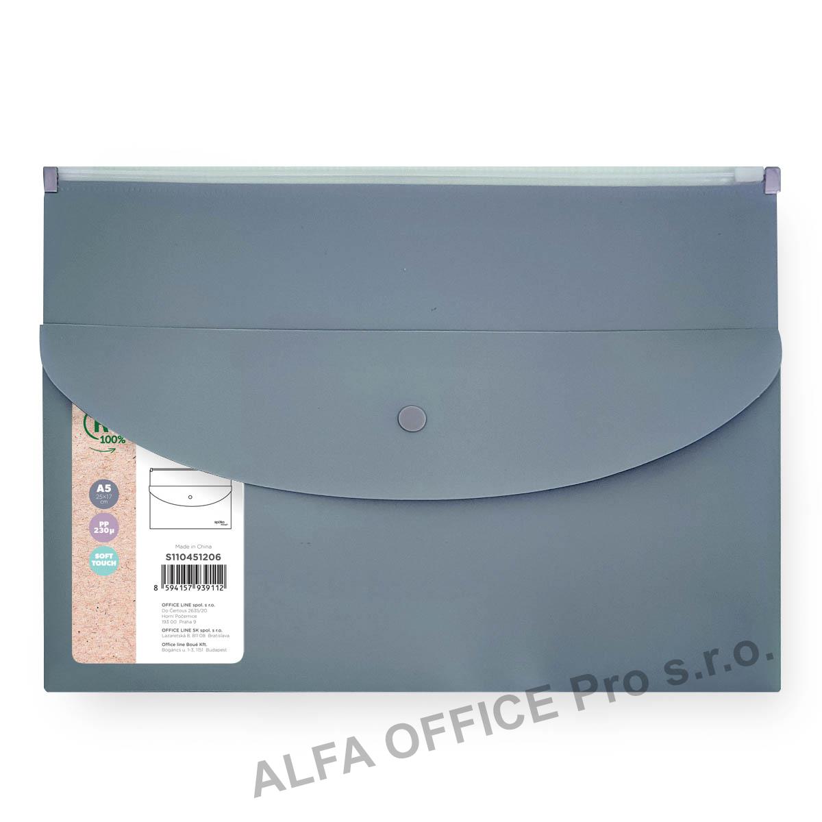 Spisové desky se zipemSpoko ReLeaf Soft touch - A5+ / šedomodrá