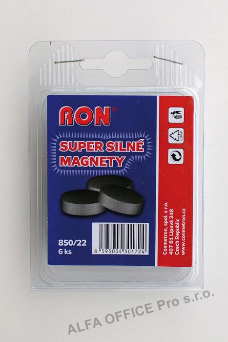 Magnety černé MIKOV super silné - průměr 22 mm / 6 ks