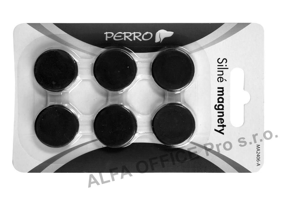 Magnety Perro silné - průměr 24 mm / černé / 6 ks